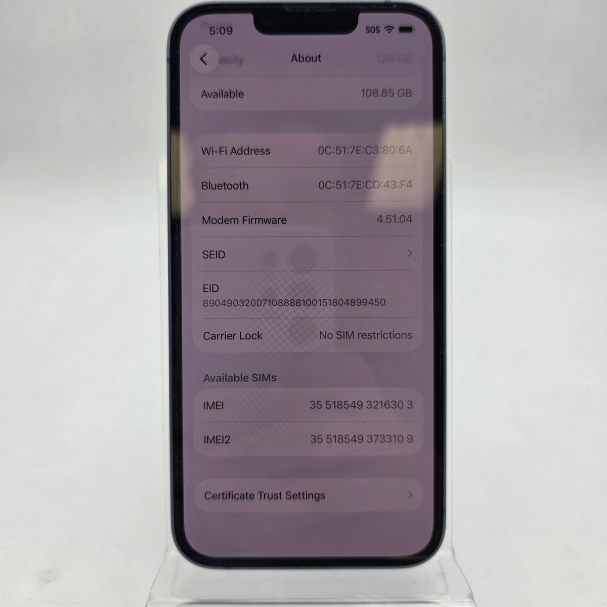 Unlocked Apple iPhone 14 128GB 26.4.2 Blue MPVH3LL/A
