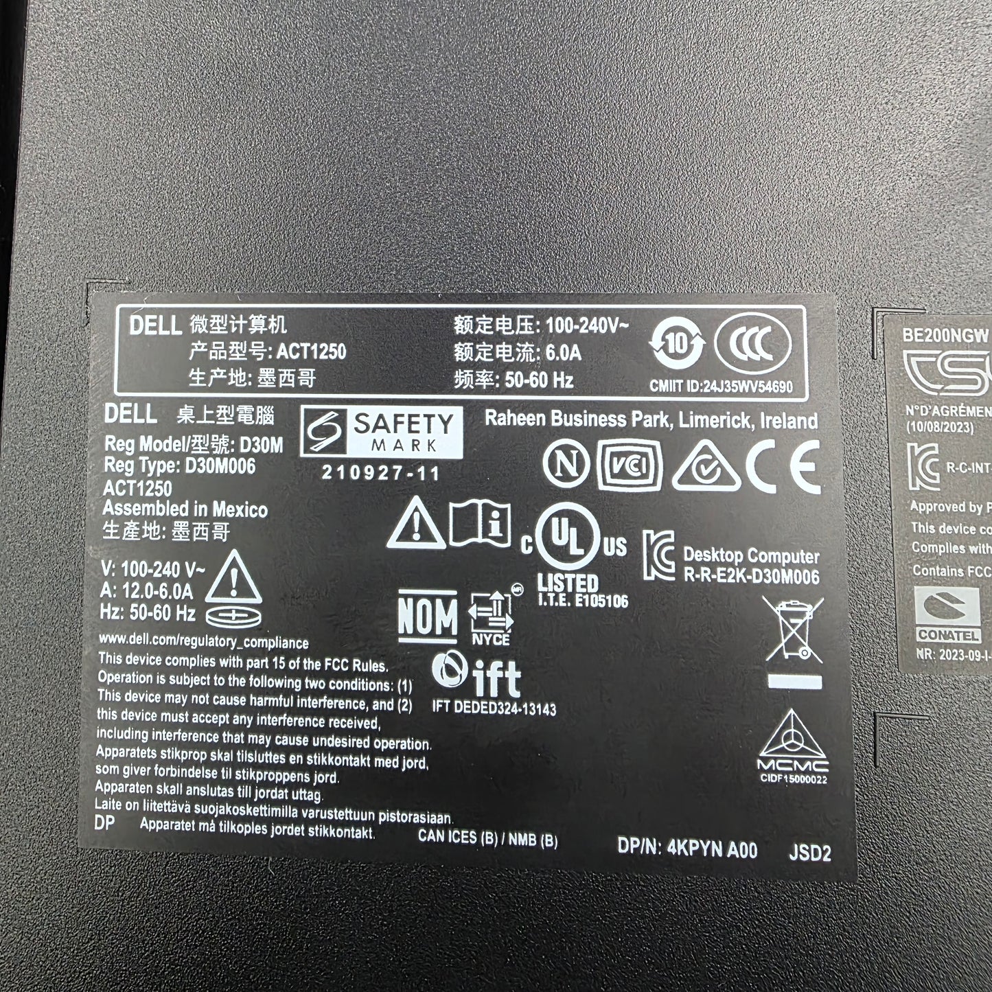 Alienware Aurora ACT1250 Core Ultra 7 265F 2.40GHz 32GB RAM 1TB SSD RTX 5070