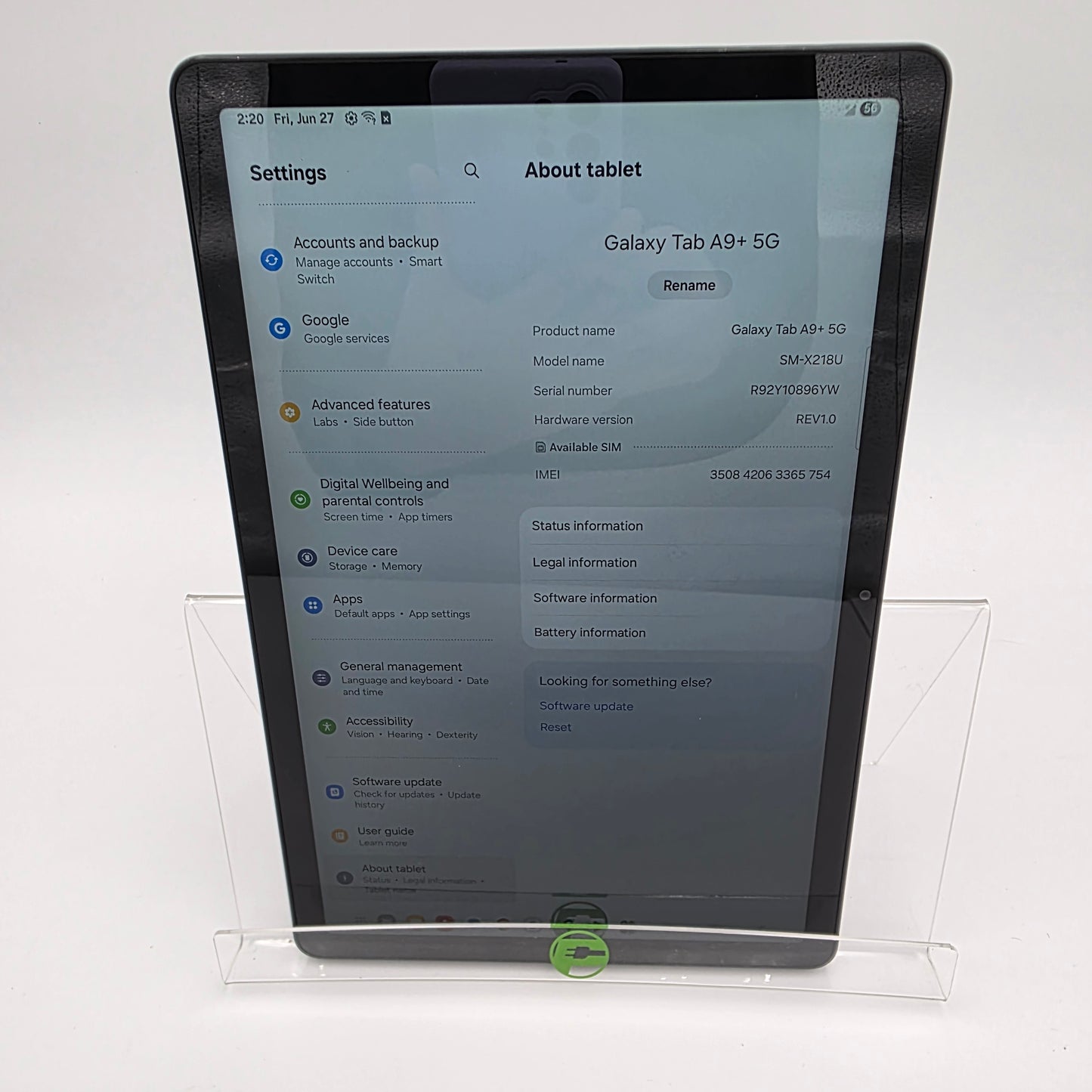 Verizon Samsung Galaxy Tab S9 Plus 11.0" 64GB Black SM-X218U