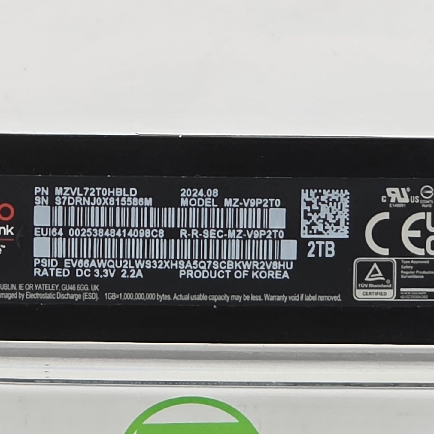 Samsung 2280mm 990 Pro 2TB M.2 NVMe Gen 4.0 x 4 SSD MZ-V9P2T0