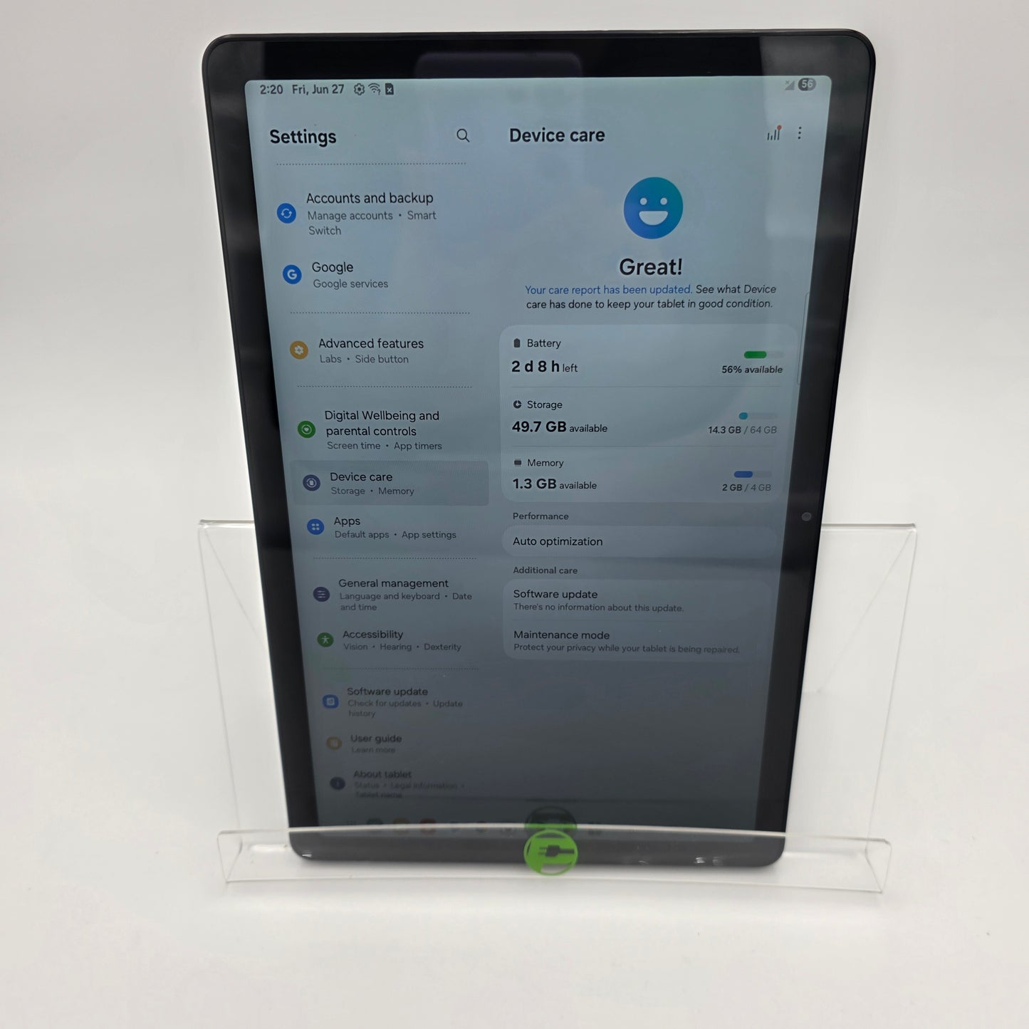 Verizon Samsung Galaxy Tab S9 Plus 11.0" 64GB Black SM-X218U