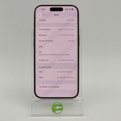 Unlocked Apple iPhone 15 Pro 128GB Natural Titanium MTQP3LL/A