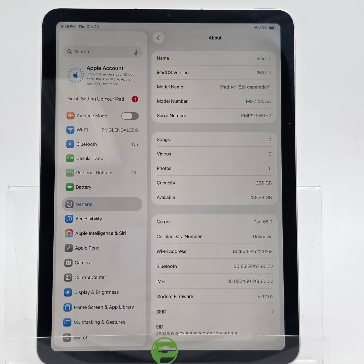 Unlocked Apple iPad Air 5th Gen 256GB Pink MM723LL/A