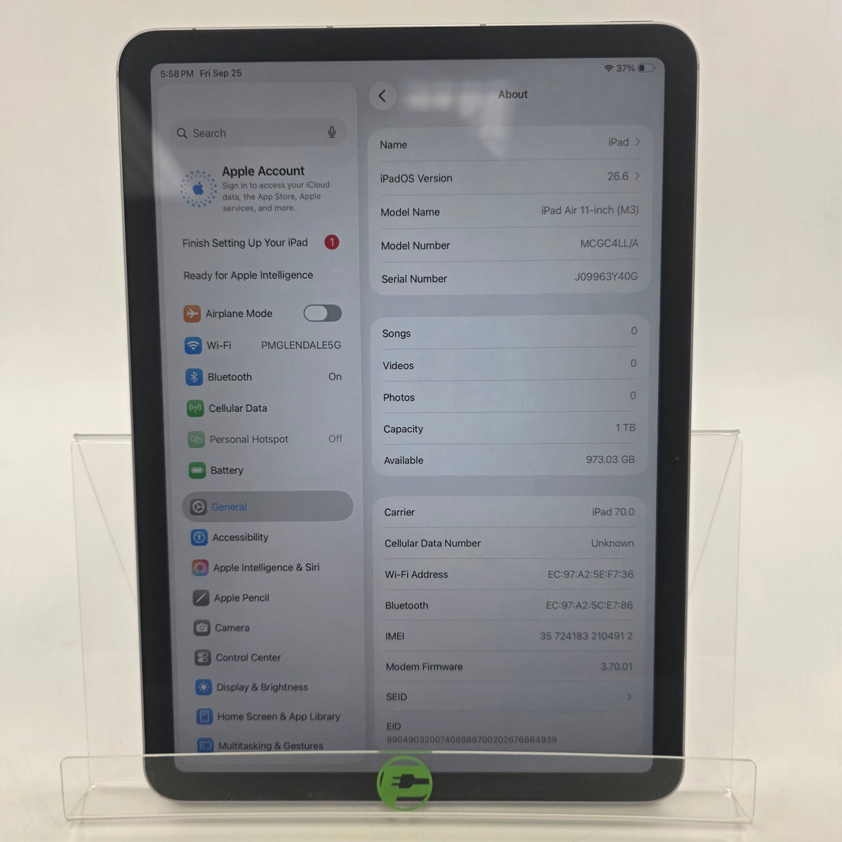 Factory Unlocked Apple iPad Air 11" M3 1TB Purple MCGC4LL/A