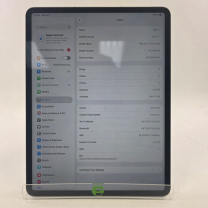 Factory Unlocked Apple iPad Air 13" M3 512GB Space Gray MCJ94LL/A