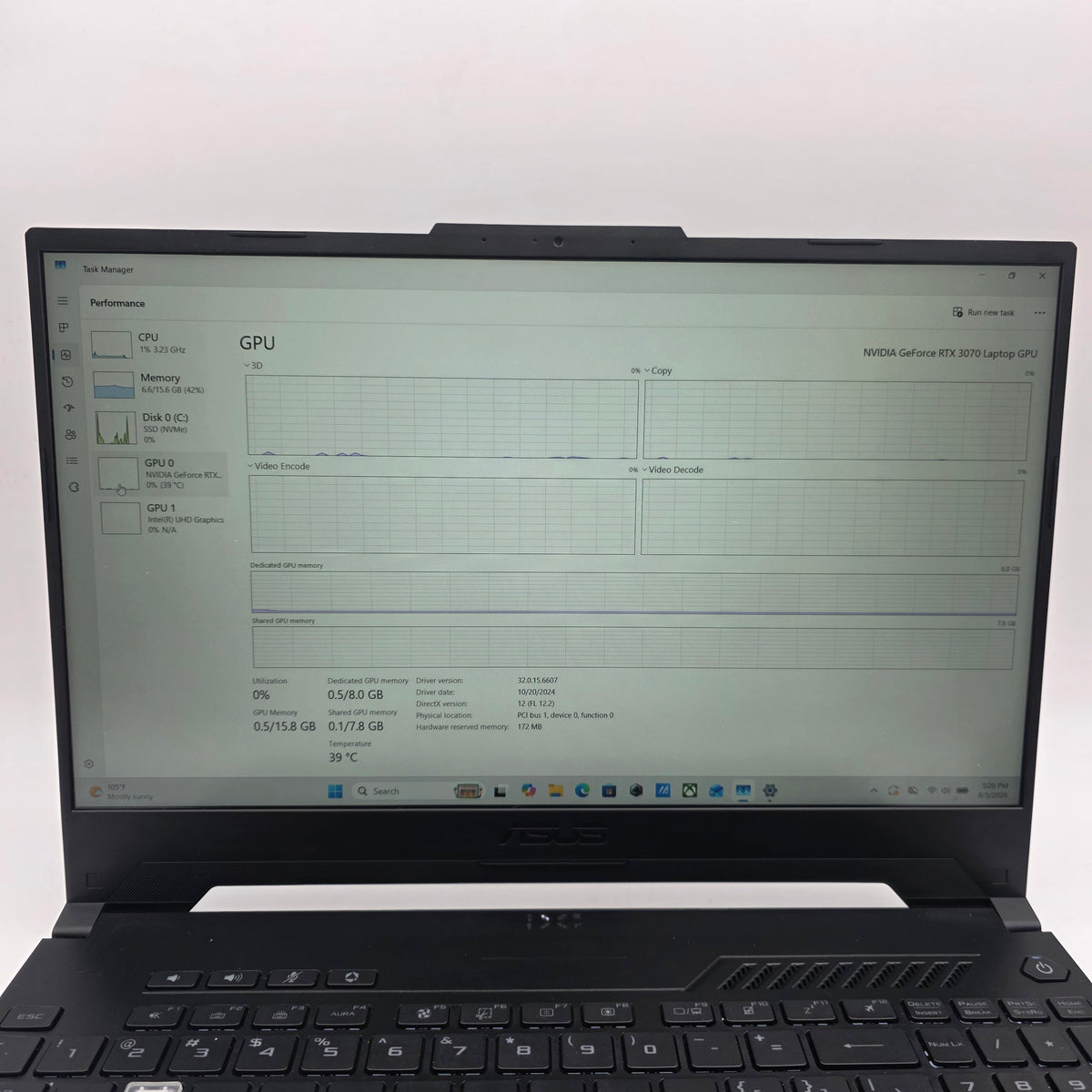 Asus TUF Dash F15 FX517ZR 15.6" i7-12650H 2.3GHz 16GB RAM 512GB SSD GeForce 3070