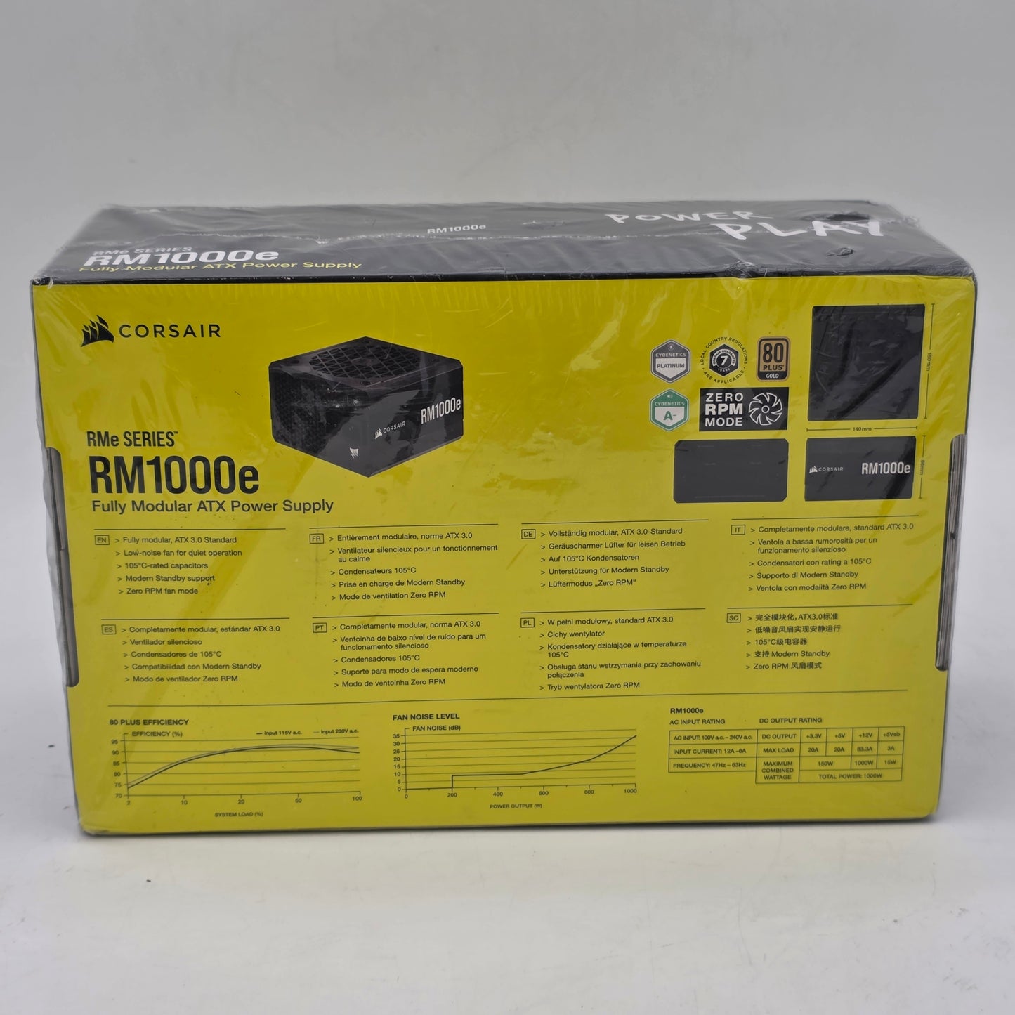 New Corsair RM1000e CP-9020264-NA 80 Plus Gold 1000W Fully Modular Power Supply