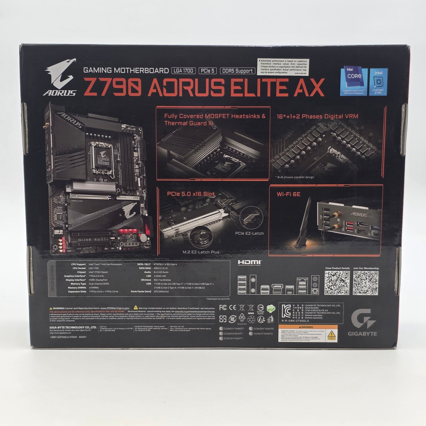 Gigabyte Z790 AORUS ELITE AX LGA 1700 Intel Core i9-12900KF 16 Core 5.20GHz ATX