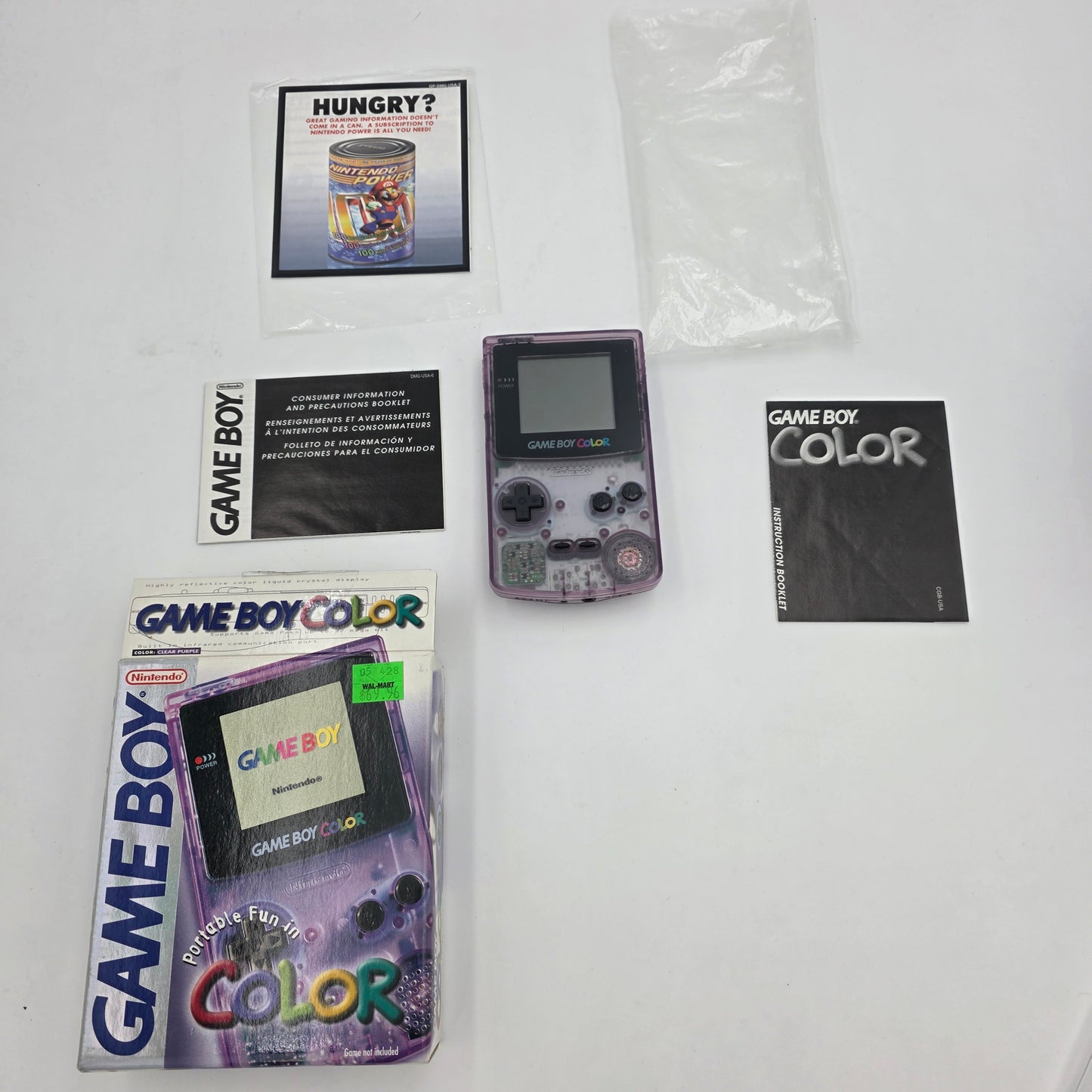 Nintendo Game Boy Color Handheld Game Console CGB-001 Grape Donkey Kong Land 2