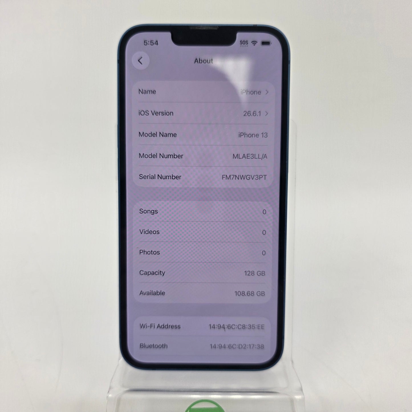 Factory Unlocked Apple iPhone 13 128GB Blue MLAE3LL/A
