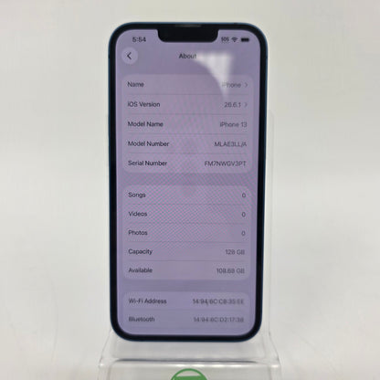 Factory Unlocked Apple iPhone 13 128GB Blue MLAE3LL/A