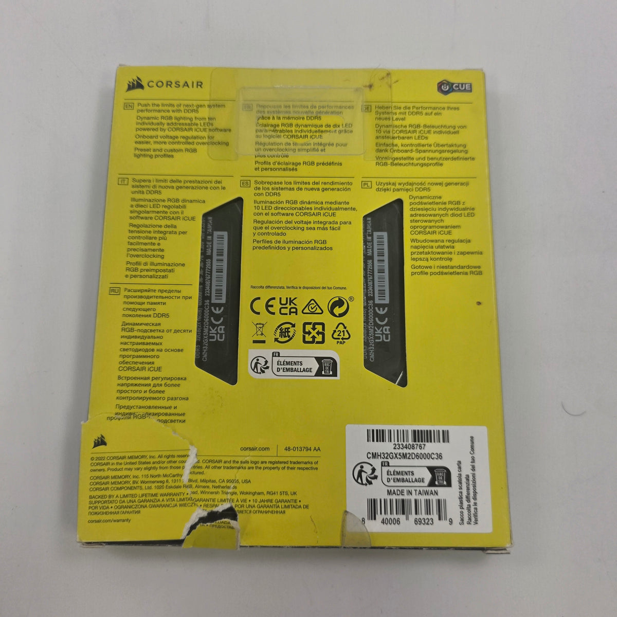 Corsair Vengeance RGB Pro 32GB (2x16GB) RAM DDR5 6000MHz CMH32GX5M2D6000C36