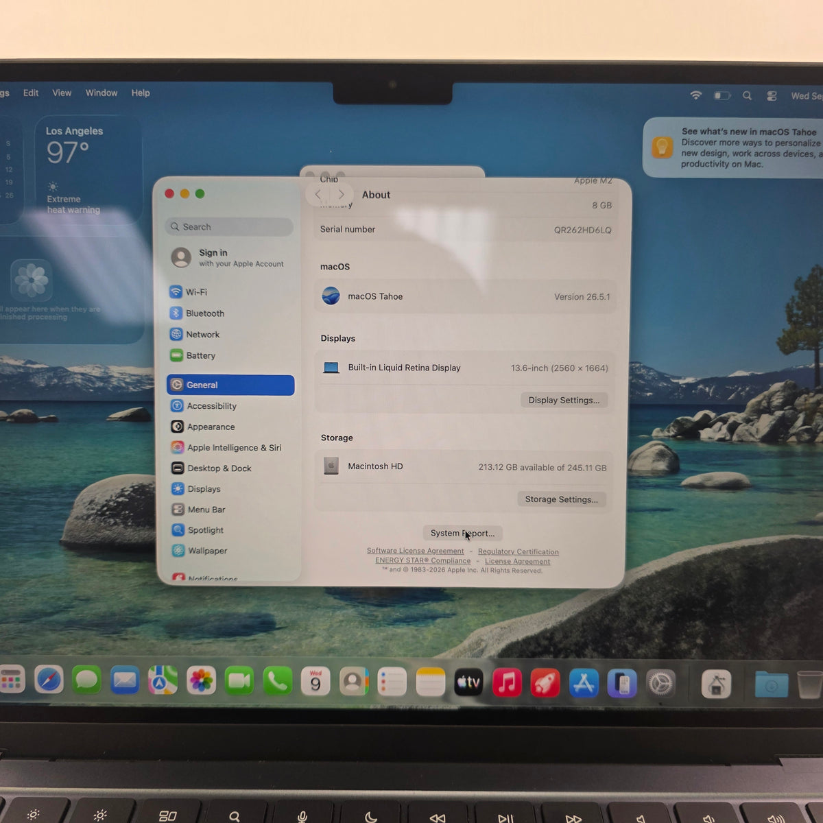 2022 Apple MacBook Air 13.6" M2 8C GPU 3.5GHz 8GB RAM 256GB SSD MLY33LL/A