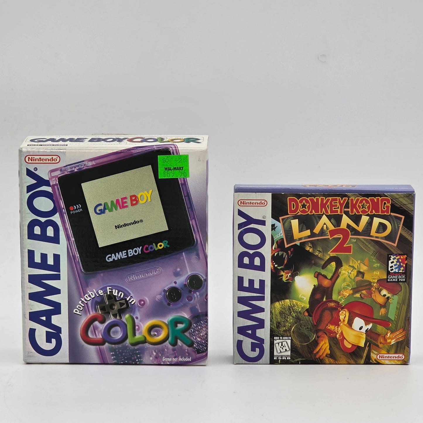 Nintendo Game Boy Color Handheld Game Console CGB-001 Grape Donkey Kong Land 2