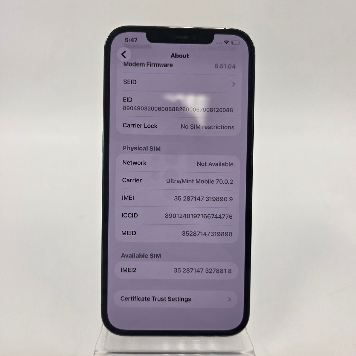 Broken Unlocked Apple iPhone 12 Pro Max 128GB 26.7 Graphite NG9A3LL/A Bad battery