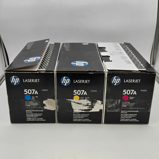 New HP 507A CE401A CE402A CE403A Multi-Color Toner Cartridges Tri Pack