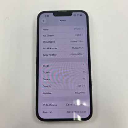 Broken Unlocked Apple iPhone 13 Pro 256GB 26.5 Read notes 
