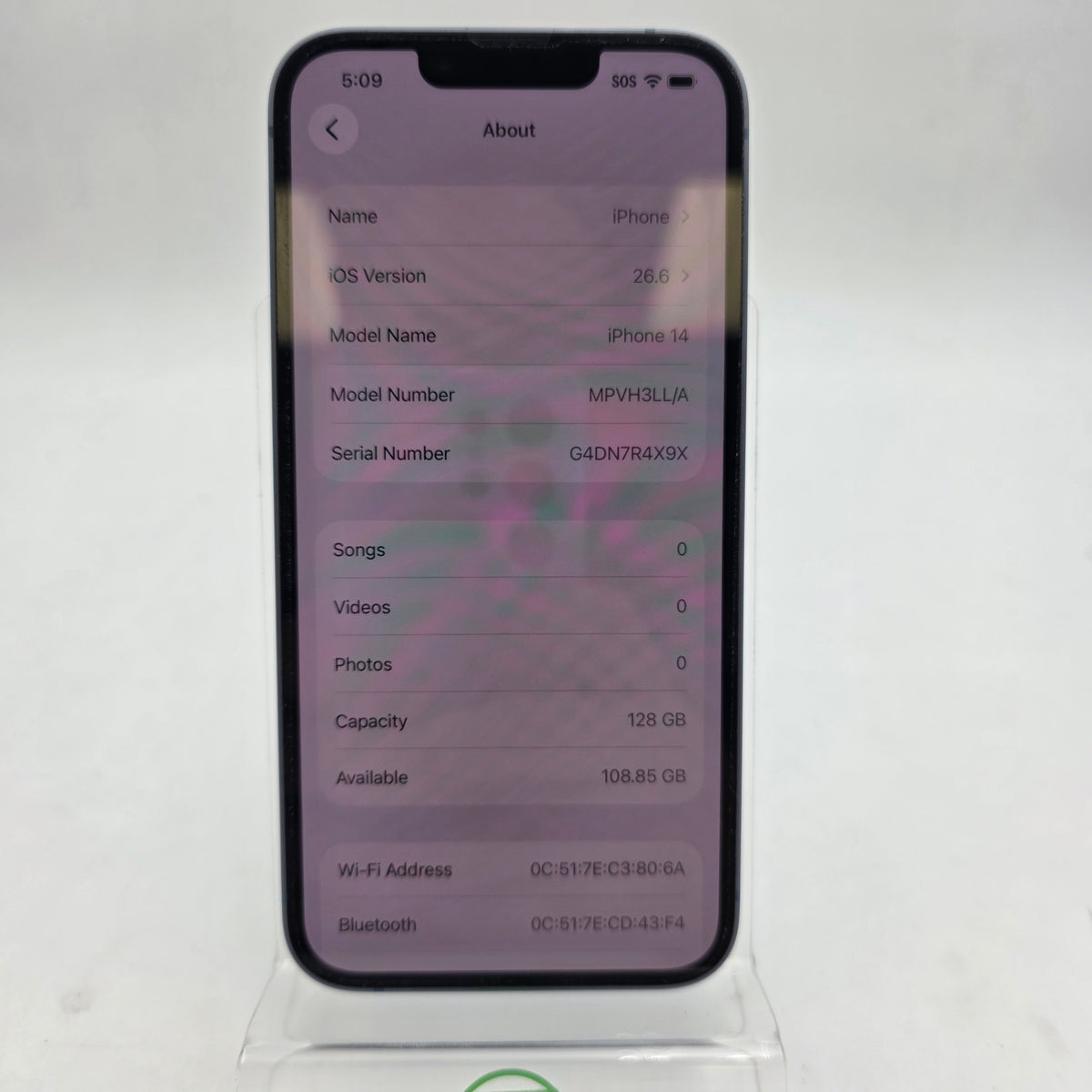 Unlocked Apple iPhone 14 128GB 26.4.2 Blue MPVH3LL/A