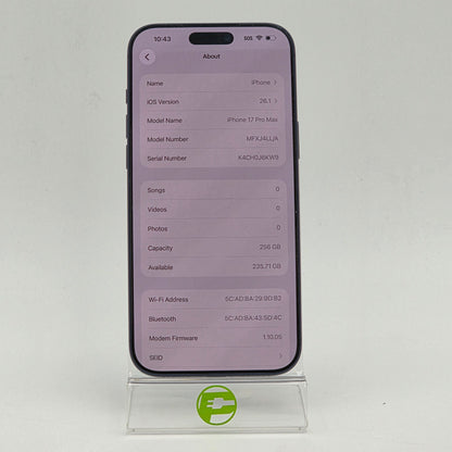 Factory Unlocked Apple iPhone 17 Pro Max 256GB Blue MFXJ4LL/A