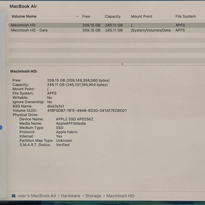 2022 Apple MacBook Air 13.6" M2 8C GPU 3.5GHz 8GB RAM 256GB SSD MLY13LL/A