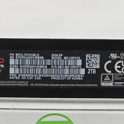 Samsung 2280mm 990 Pro 2TB M.2 NVMe Gen 4.0 x 4 SSD MZ-V9P2T0