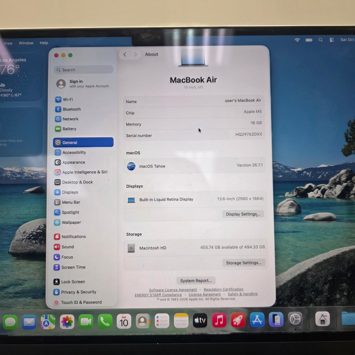 2026 Apple MacBook Air 13" M5 8C GPU 4.6GHz 16GB RAM 512GB SSD MDHH4LL/A