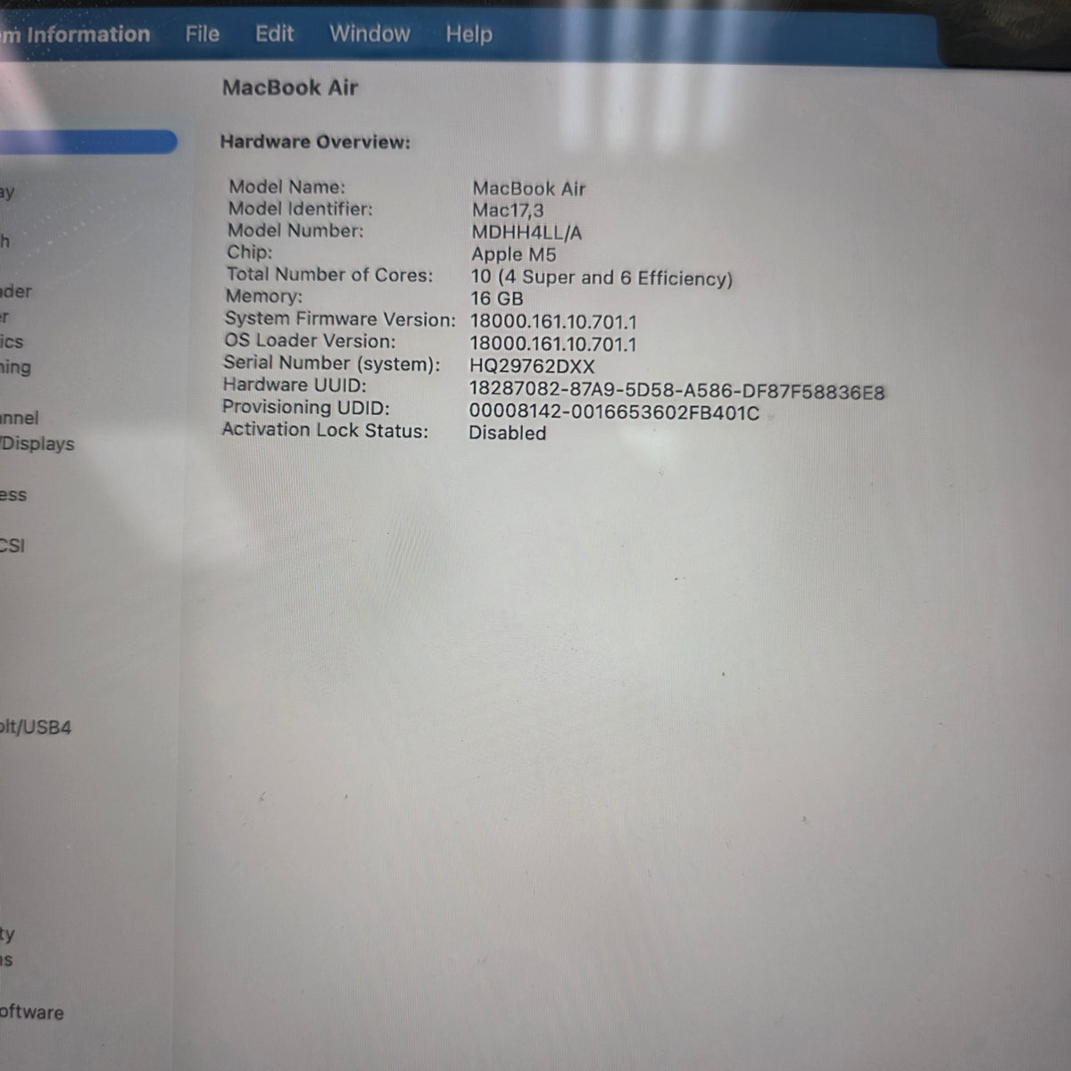 2026 Apple MacBook Air 13" M5 8C GPU 4.6GHz 16GB RAM 512GB SSD MDHH4LL/A