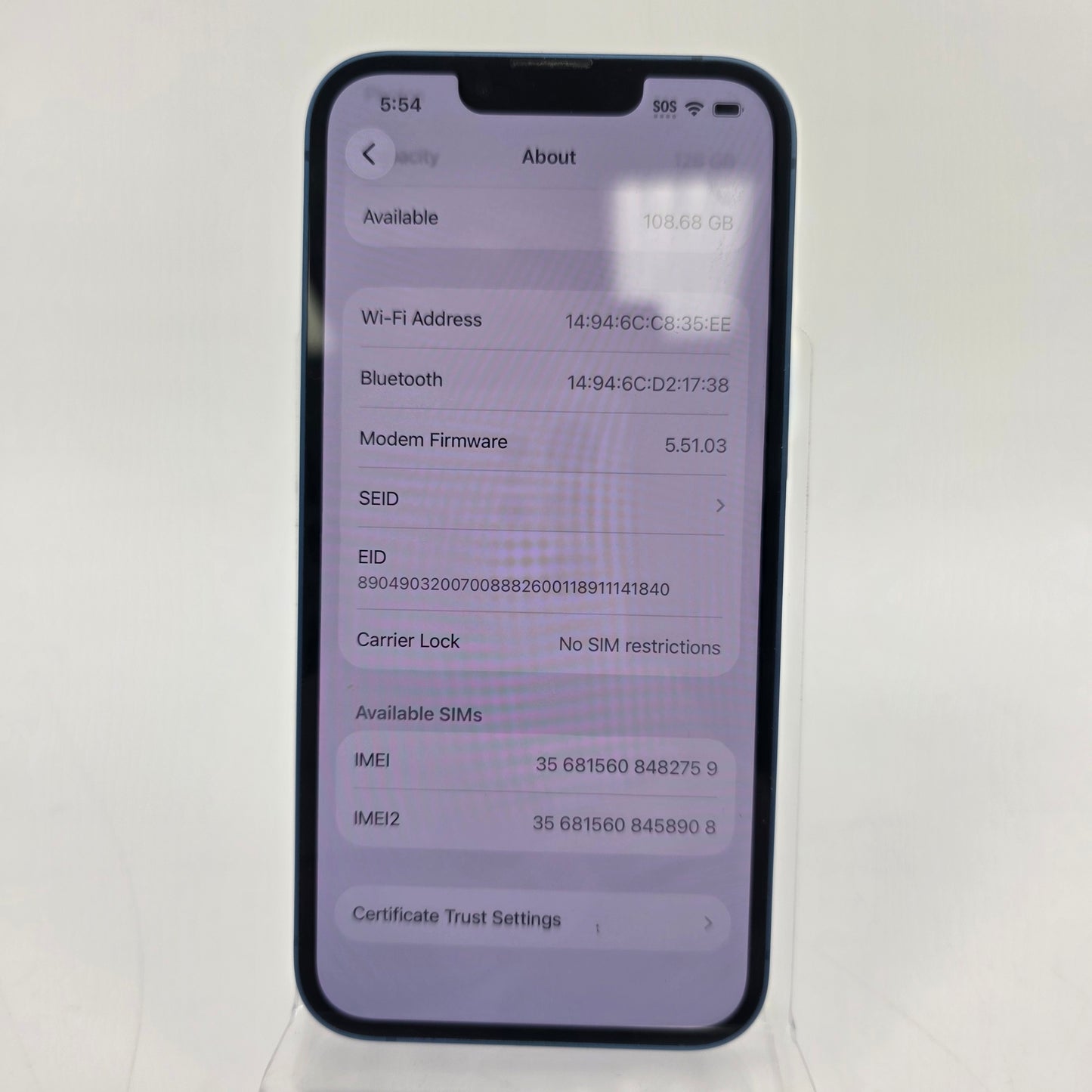 Factory Unlocked Apple iPhone 13 128GB Blue MLAE3LL/A