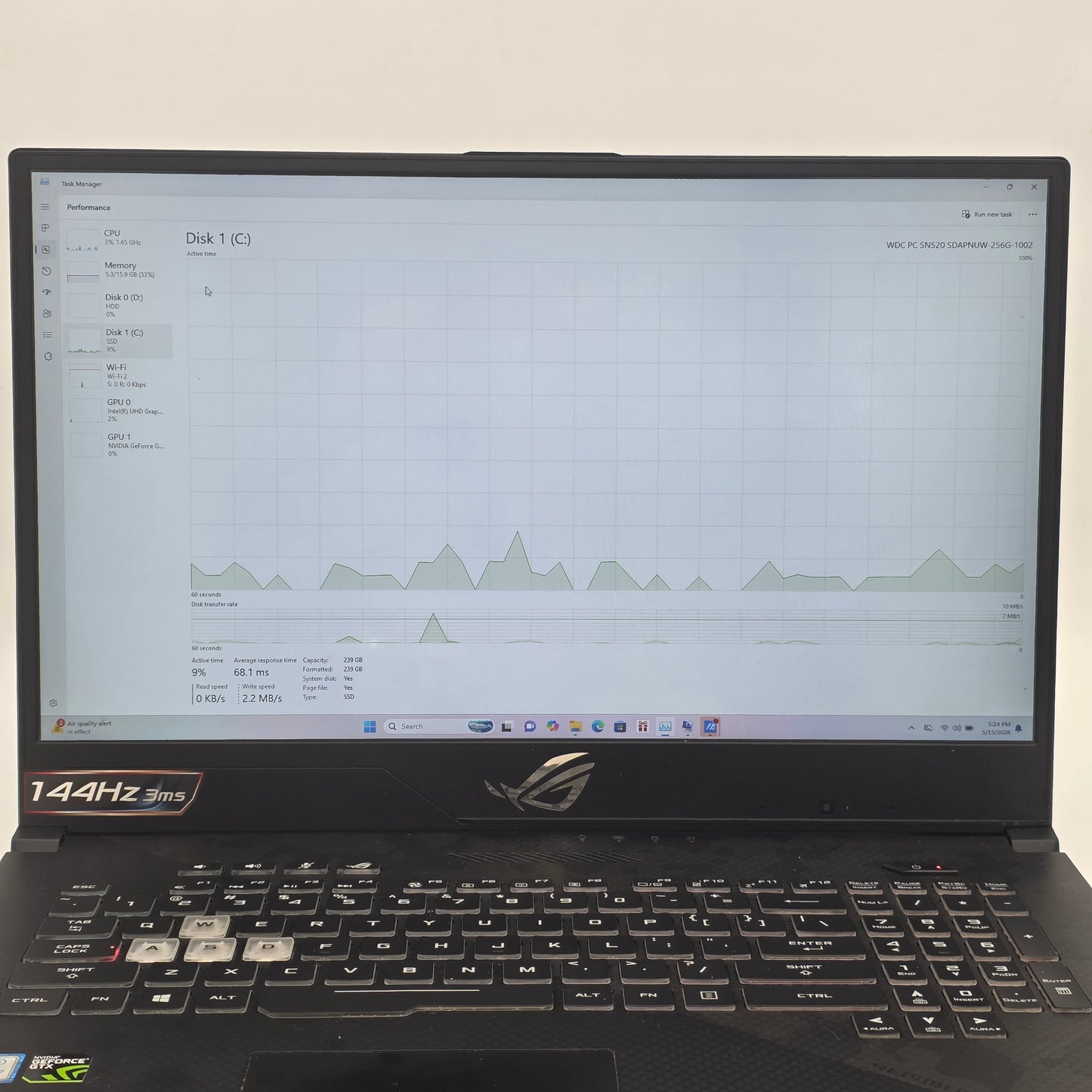 Asus ROG Strix Scar ii 17.3" Core i7-8750H 16GB RAM 1TB HDD 256GB SSD GTX 1060