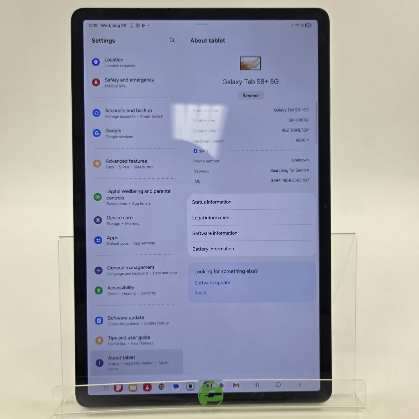WiFi Only Samsung Galaxy Tab S8 Plus 12.4" 128GB Black SM-X808U
