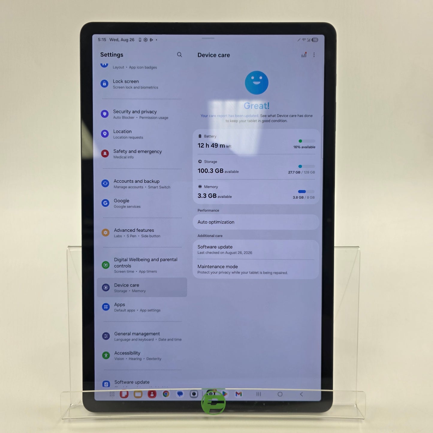 WiFi Only Samsung Galaxy Tab S8 Plus 12.4" 128GB Black SM-X808U