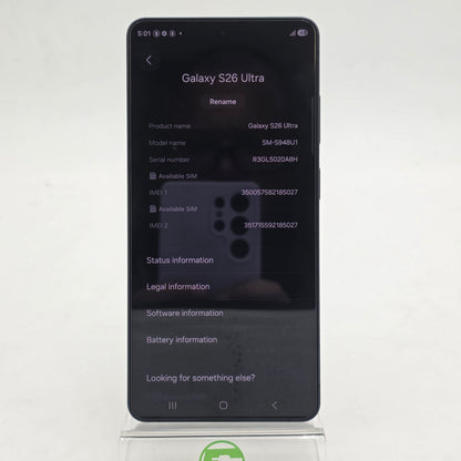 Factory Unlocked Samsung Galaxy S26 Ultra 12GB RAM 256GB SM-S948U1 Black
