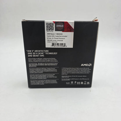 New AMD Ryzen 7 9800X3D 4.70GHz 8 Core 100-100001084W0F 16 Thread AM5