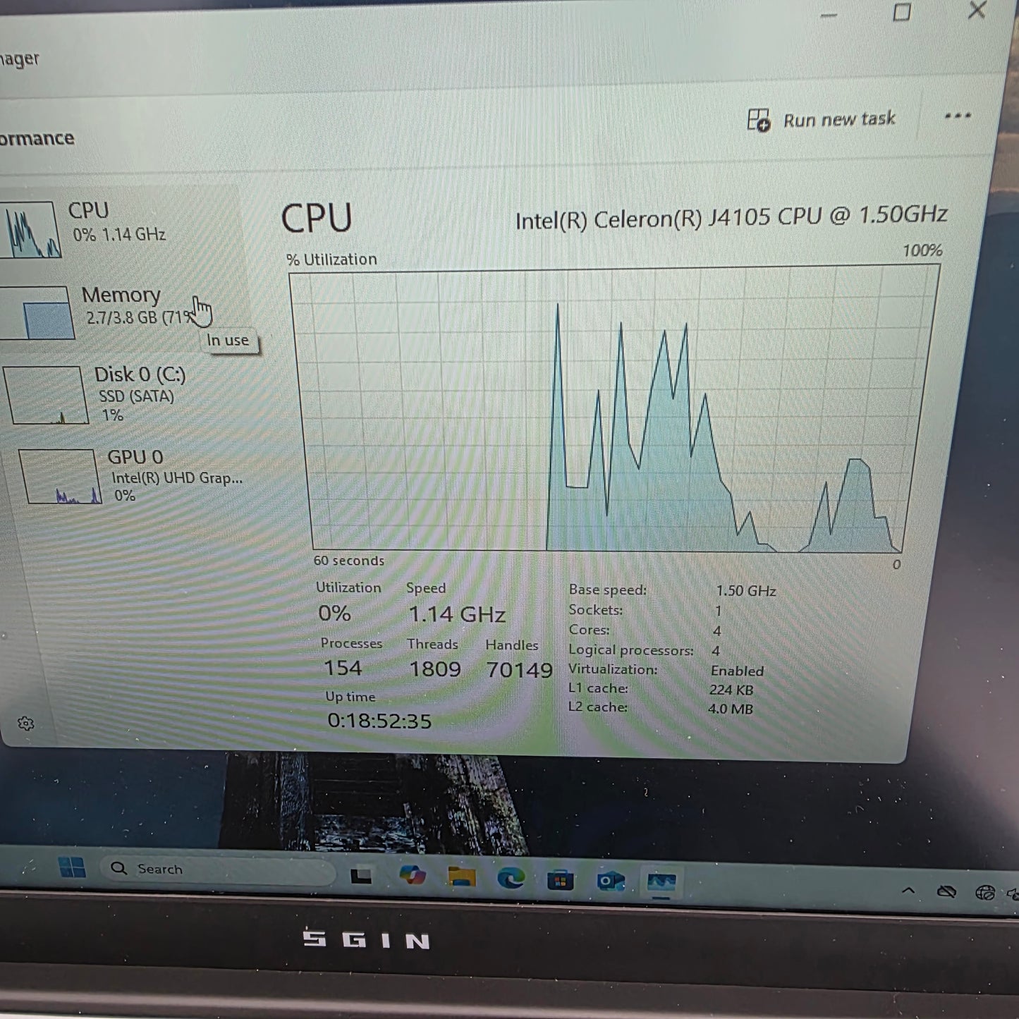 SGIN Laptop M15 15.6" Celeron J4105 1.5GHz 4GB RAM 128GB