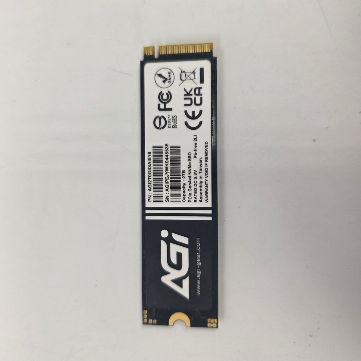 AGI 2280mm 2TB M.2 NVMe Gen 4.0 x 4 SSD AGI2T0G43AI818