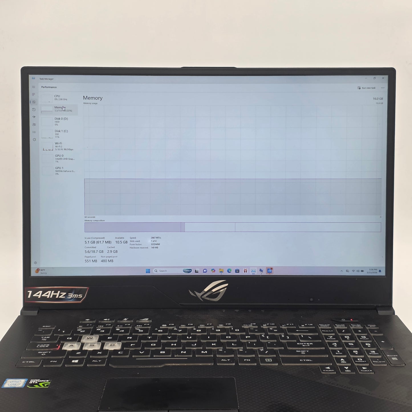 Asus ROG Strix Scar ii 17.3" Core i7-8750H 16GB RAM 1TB HDD 256GB SSD GTX 1060
