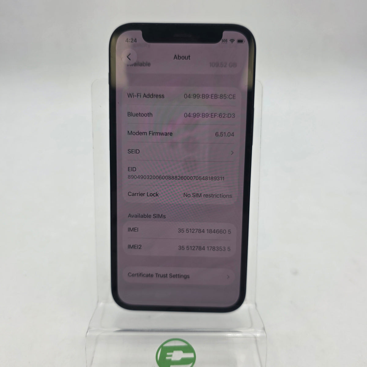 Unlocked Apple iPhone 12 Mini 128GB 26.5 Black MG653LL/A